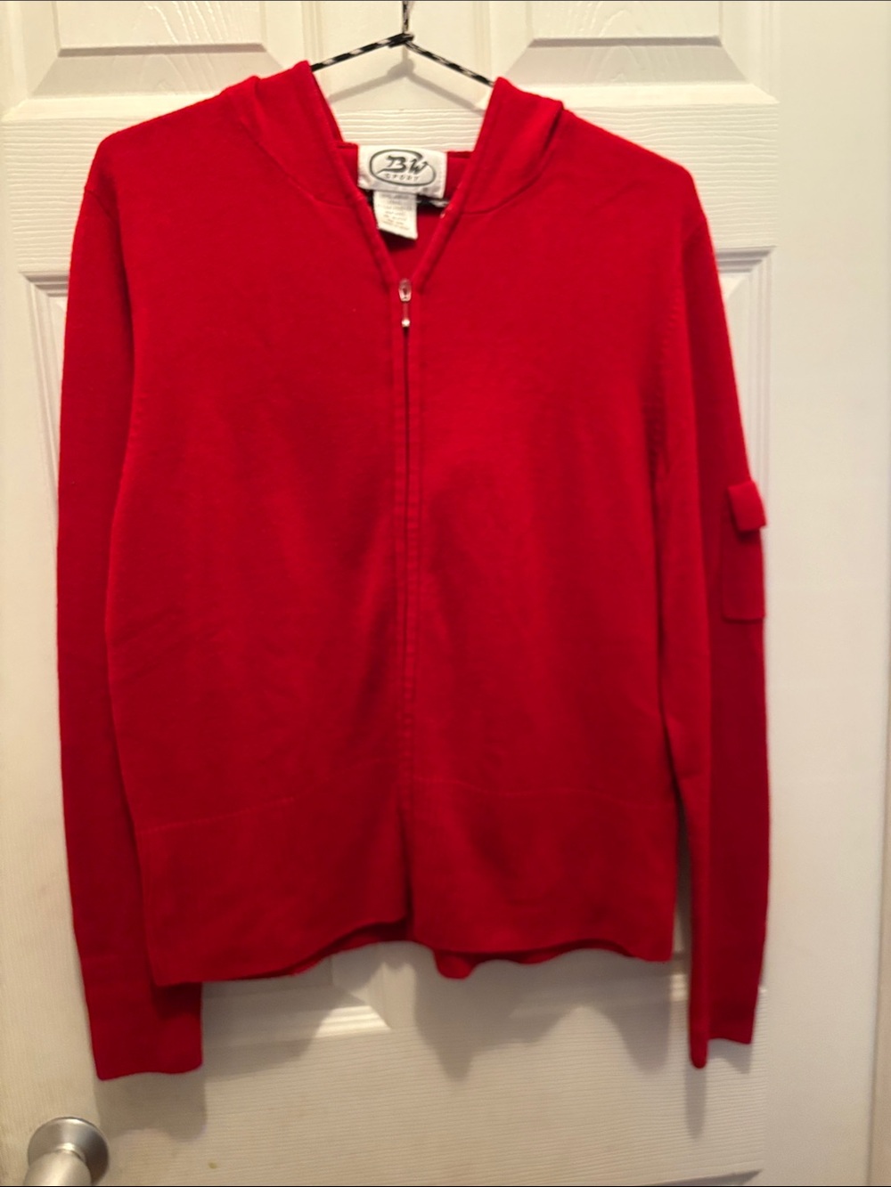 Classic Red Zip-Up Hoodie Cardigan for Women